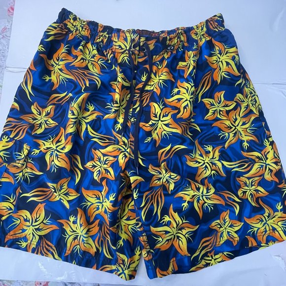Surf Gear Swim Shorts flowery blue yellow XXL - Picture 1 of 8